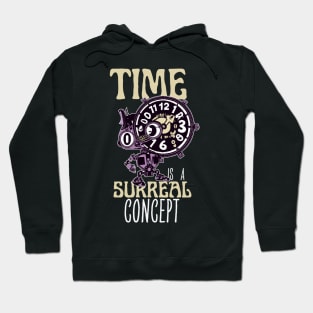 Time Is A Surreal, Funny Surreal Steampunk Alarm Clock Robot Hoodie